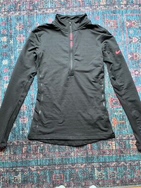 Nike Black Half-Zip Performance Top with Pink Accents
